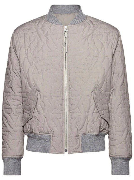Shop Ferragamo Quilted Bomber Jacket In Grey