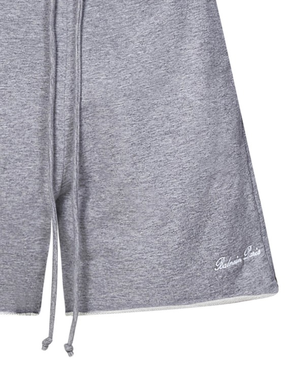 Shop Balmain Melange Gray Cotton Shorts In Grey
