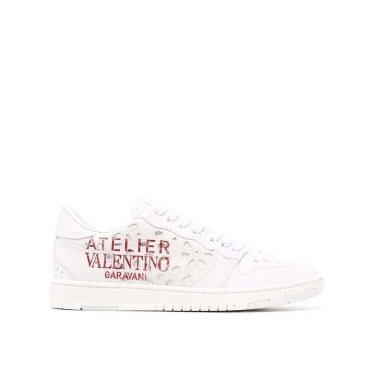 Shop Valentino Atelier Logo Sneakers In White