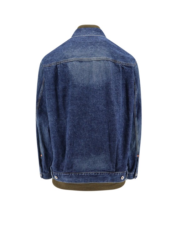 Shop Sacai Denim Jacket With Nylon Inserts In Blue