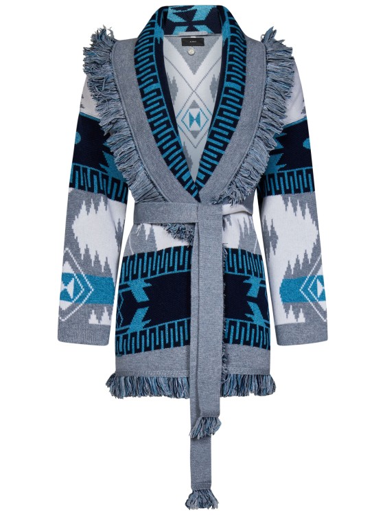 Alanui Bandana Jacquard Cardigan In Blue
