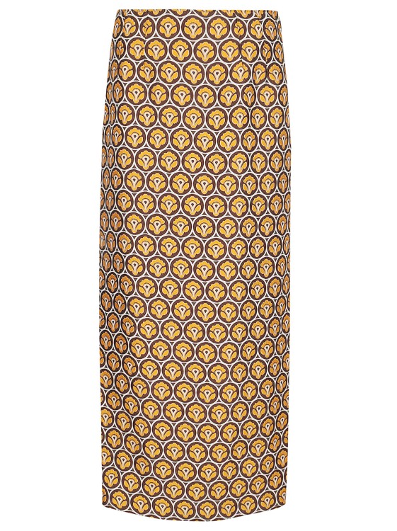 Shop Etro Skirt In Shiny Silk Blend Jacquard With Aurea In Brown