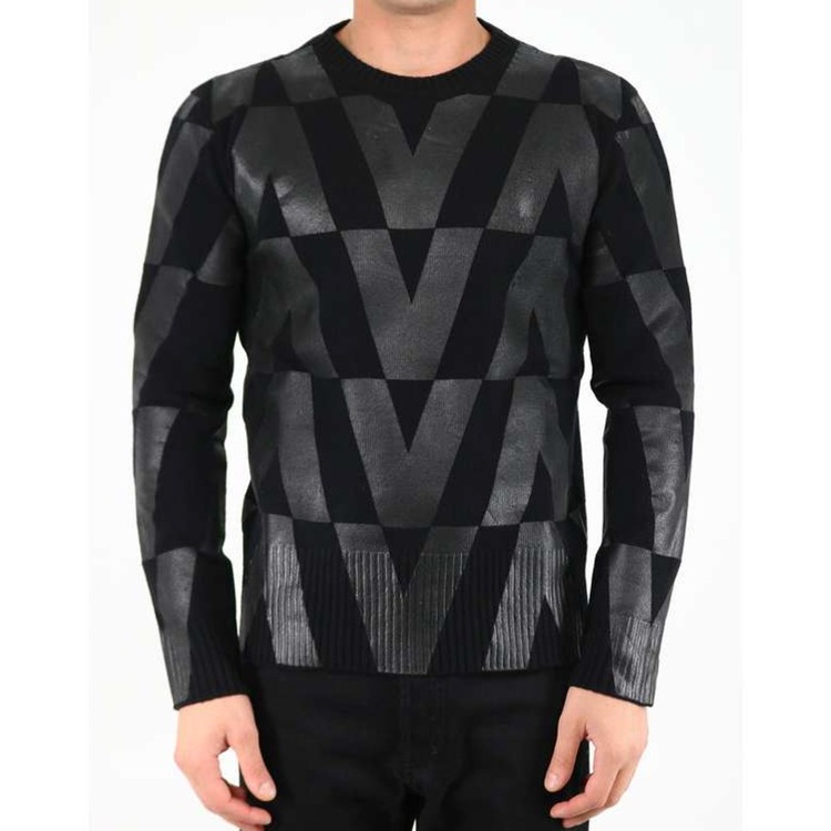 Shop Valentino Black Wool Sweatshirt