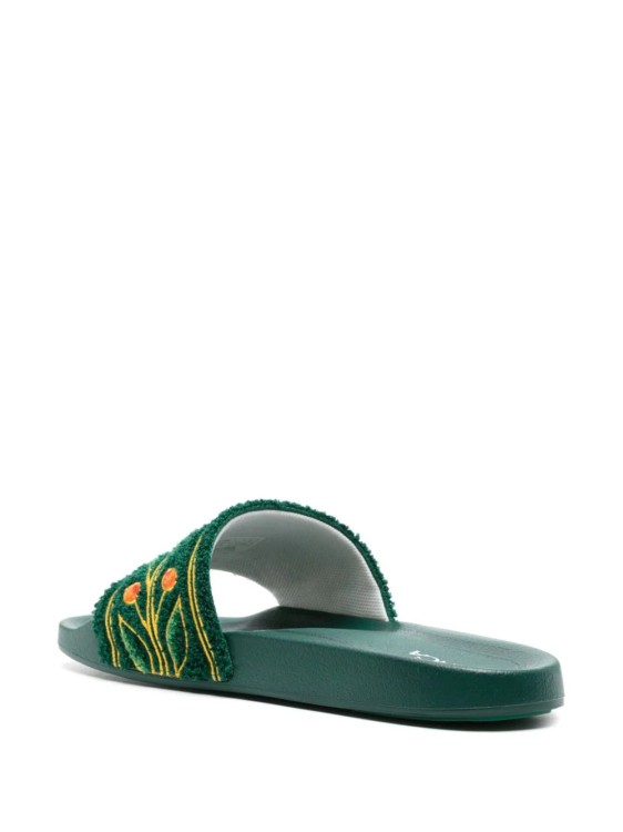 Shop Casablanca Embroidered Terry-cloth Slides In Black
