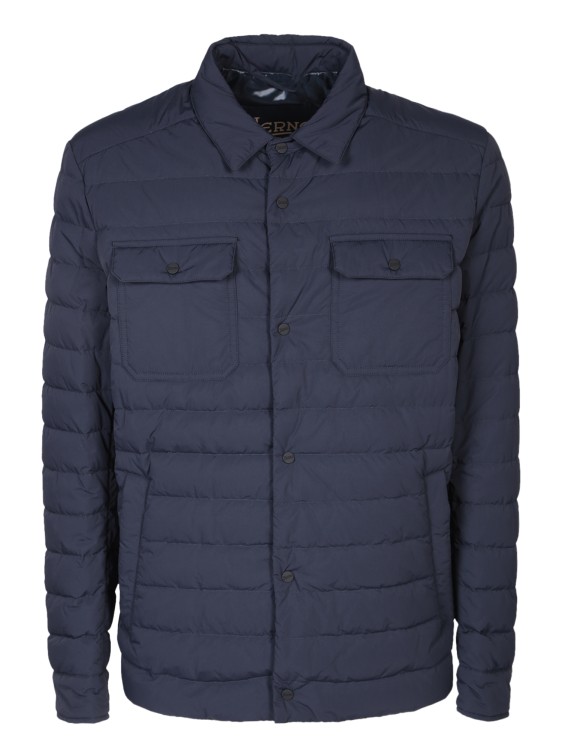 Herno Quilted Down Shirt Jacket In Blue