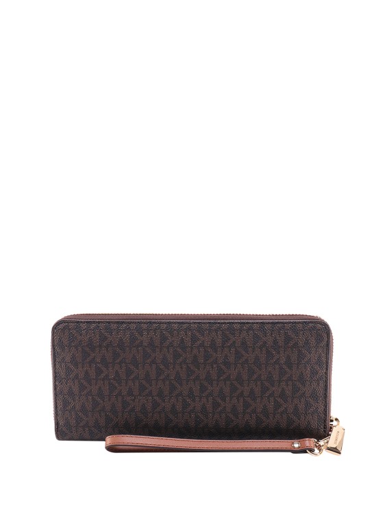 Shop Michael Kors Coated Canvas Wallet With All-over Monogram In Brown