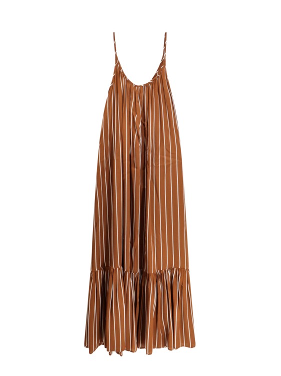 Shop Semi-couture Viscose Dress With Striped Motif In Brown