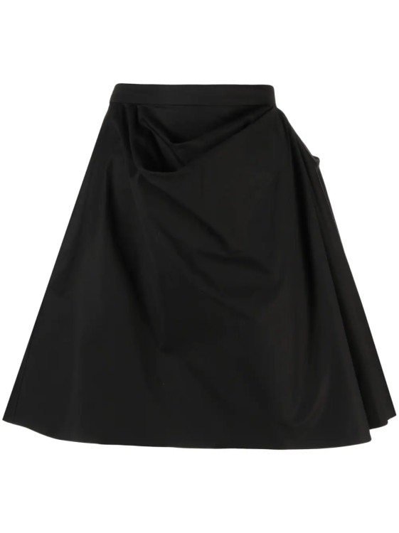 Shop Alexander Mcqueen Black Draped Cotton Mini Skirt