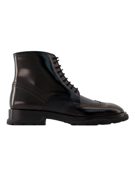 Alexander Mcqueen Laced Ankle Boots - Leather - Black