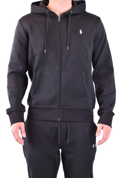 Polo Ralph Lauren Cotton Blend Sweatshirt With Logo Iconic Embroidery In Black
