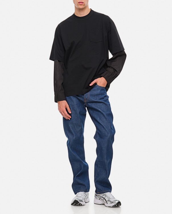 Shop Sacai Cotton Jersey Shirt In Black