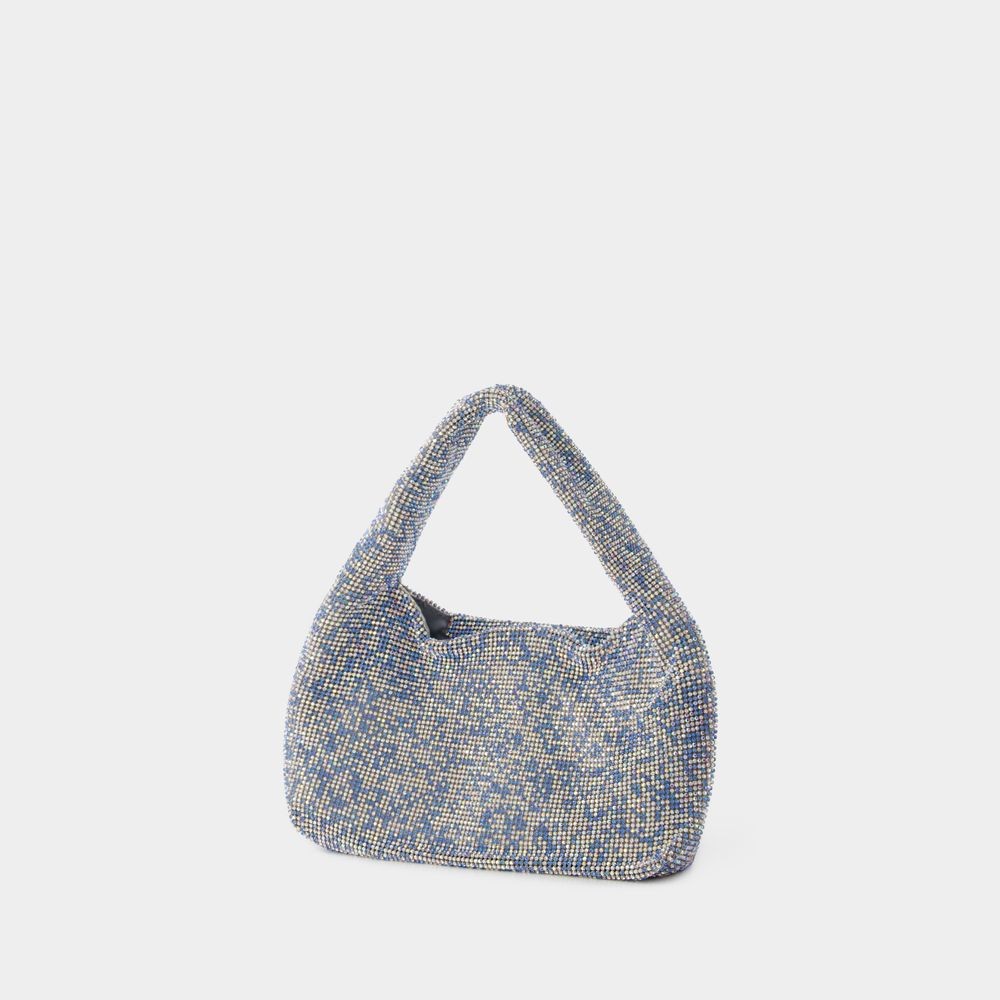 Kara Mini Crystal Mesh Armpit Bag - Polyester - Blue Pixel In Blue
