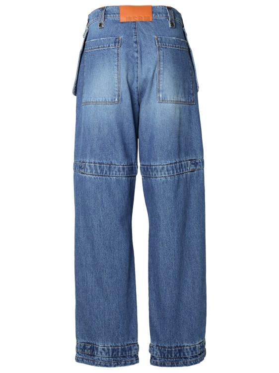 Shop Msgm Blue Cotton Blend Cargo Jeans