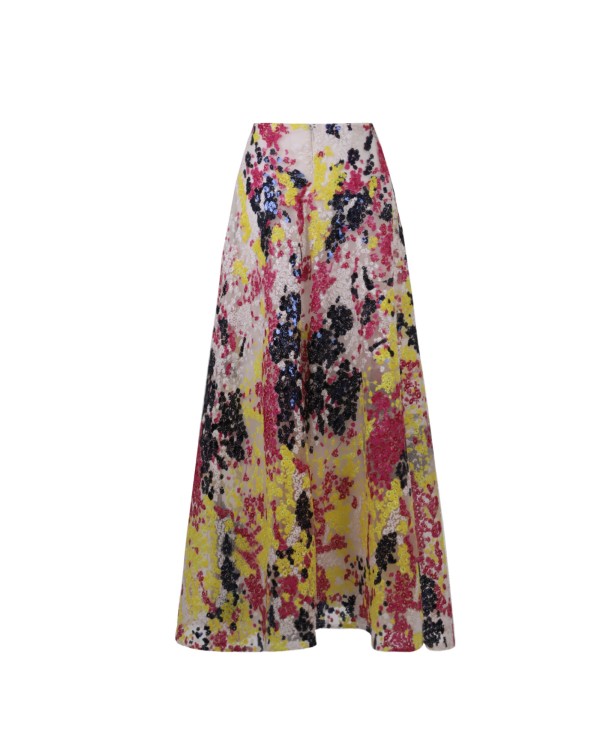 Shop Gemy Maalouf Embroidered Flared Skirt - Midi Skirts In Pink