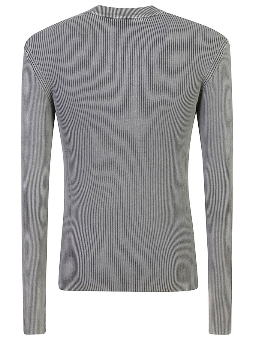 Shop Diesel Ribbed Long Sleeve Sweatshirt With Iconic Logo Detail In Grey