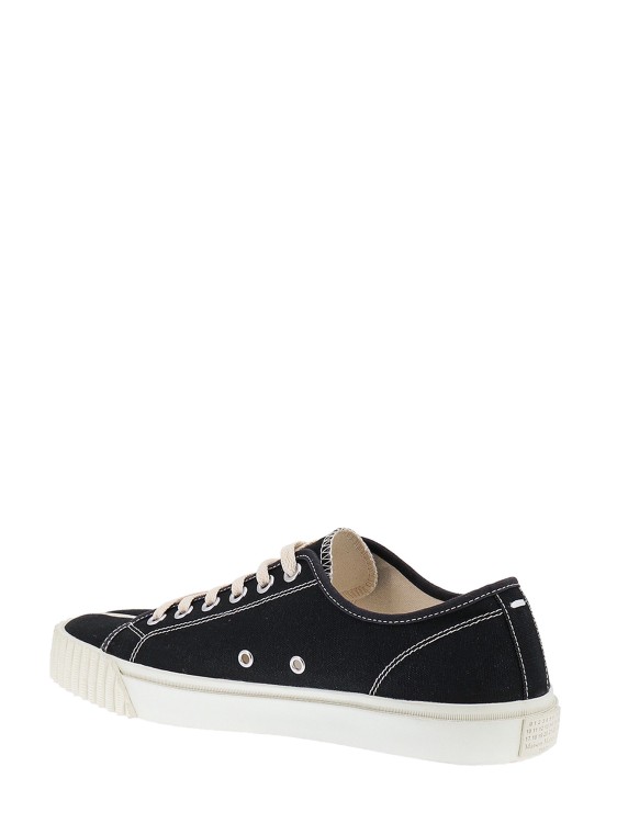 Shop Maison Margiela Canvas Sneakers With Iconic Tabi Toe In Black