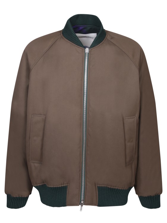 Shop Burberry Reversible Wool-blend Bomber Jacket With Equestrian Knight Design Label On Back In Green