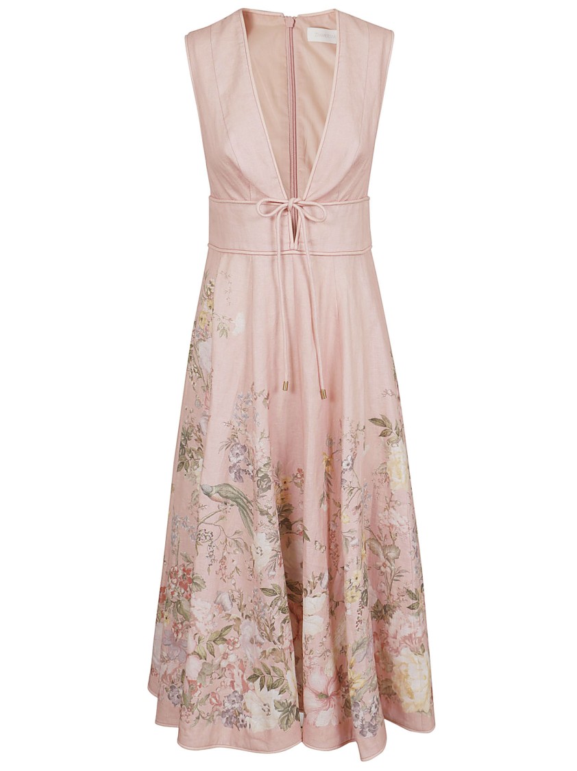 Shop Zimmermann Waverly Pink & Purple Midi Dress