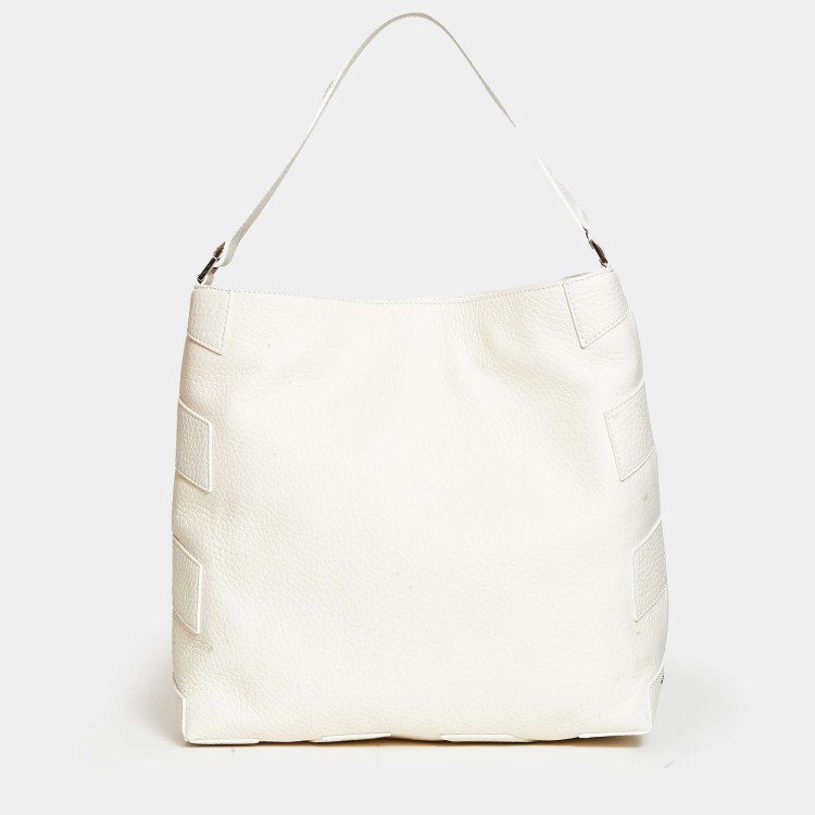 Shop Orciani White Leather Shoulder Bag