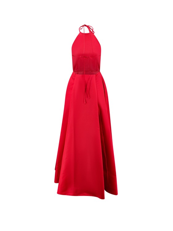 Shop Lavi Long Dress With Flared Skirt In Red