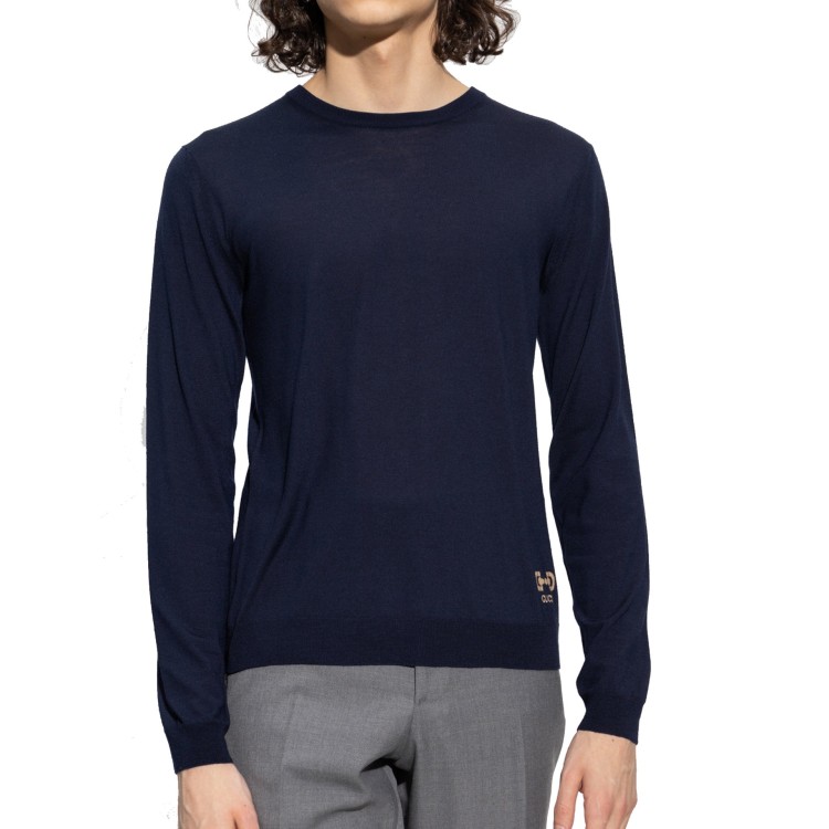 Shop Gucci Blue Wool Sweater In Black
