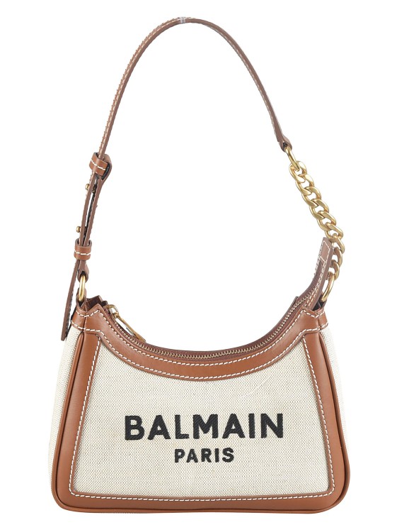 Shop Balmain B-army Logo-print Shoulder Bag In Neutrals