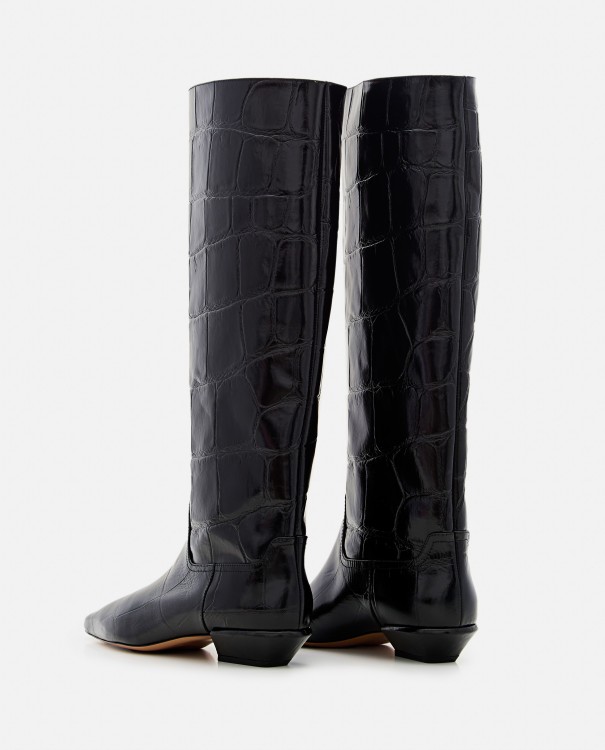 Paris Texas Embossed Croco Leather Bettina Boots In Black