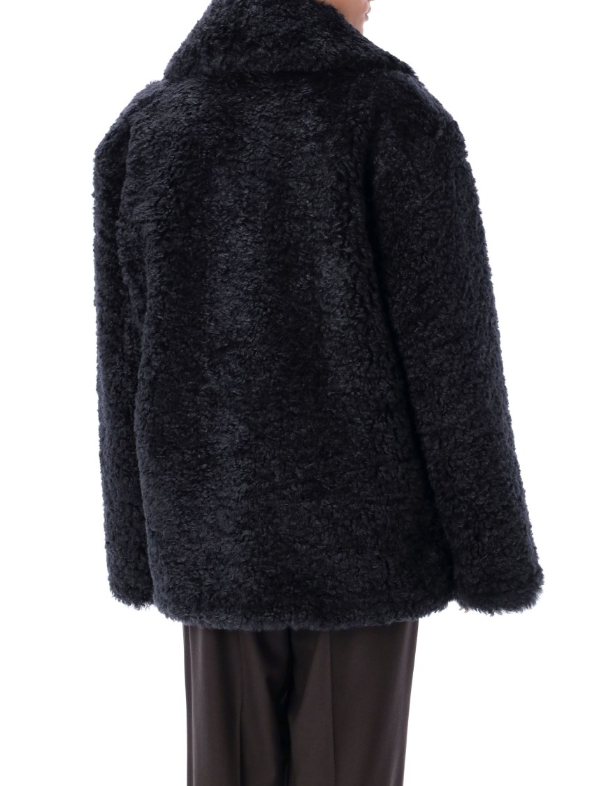 Stella Mccartney Navy Short Faux-shearling Jacket In Black