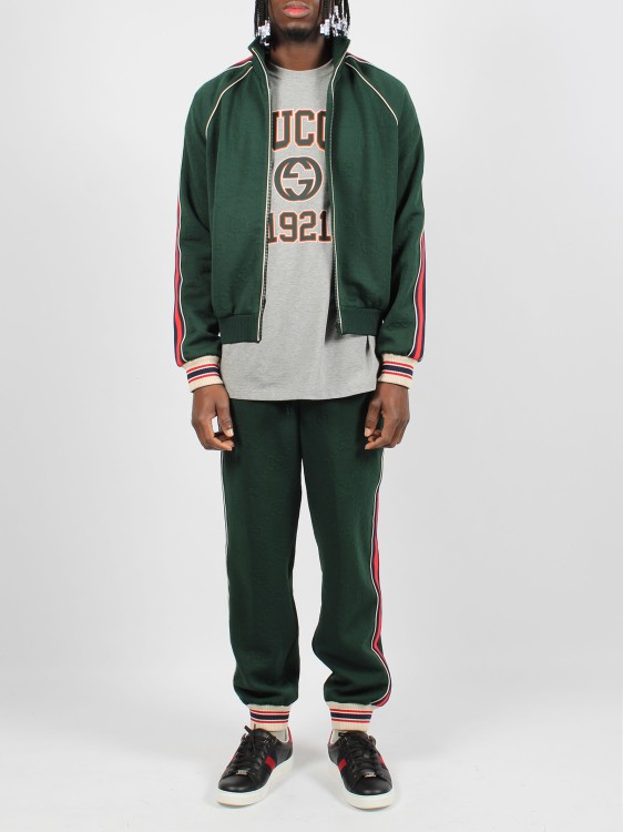 Shop Gucci Gg Jacquard Jersey Track Bottoms In Green
