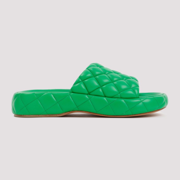Bottega Veneta Quilted Green Slides With Chunky Sole In Green