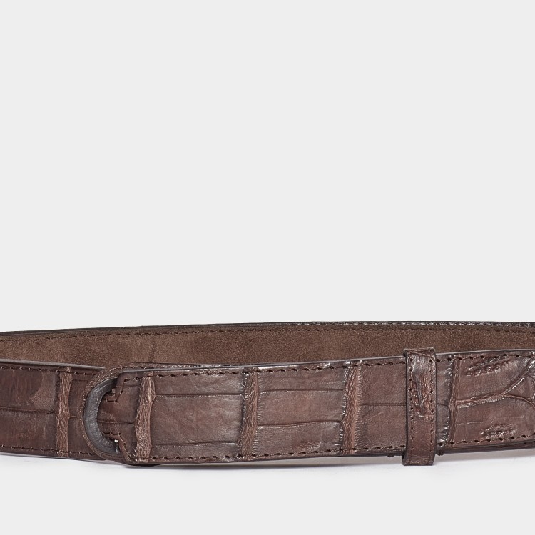 Shop Orciani Nobuckle Belt With Moors Head In Brown