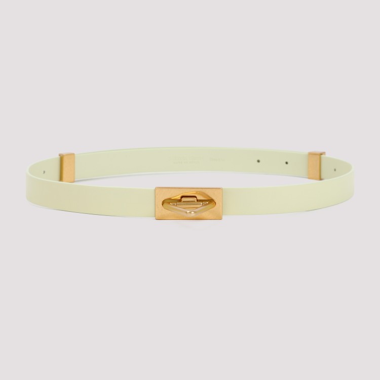 Bottega Veneta Triangle-buckle Leather Belt In Yellow