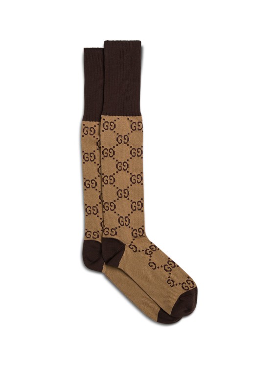 Gucci Gg Cotton Socks In Brown