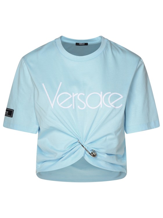 Shop Versace Logo 80's T-shirt In Blue