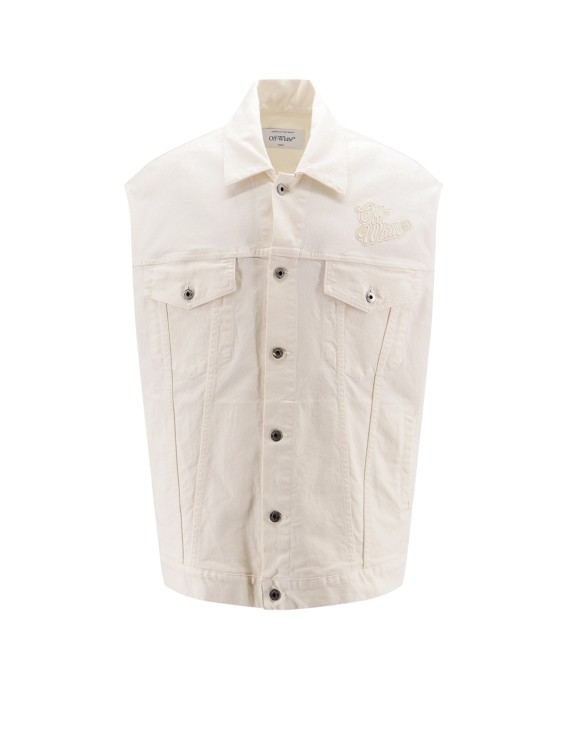 Shop Off-white Sleeveless Jacket With '90s Logo In White