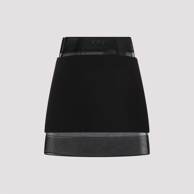 Shop Prada Black Wool Skirt