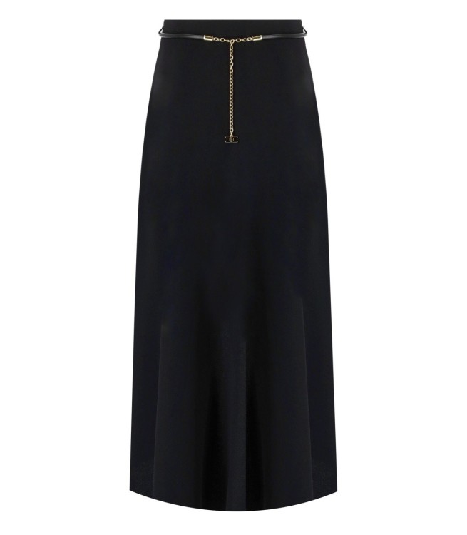 Shop Elisabetta Franchi Black Asymmetric Skirt With Belt