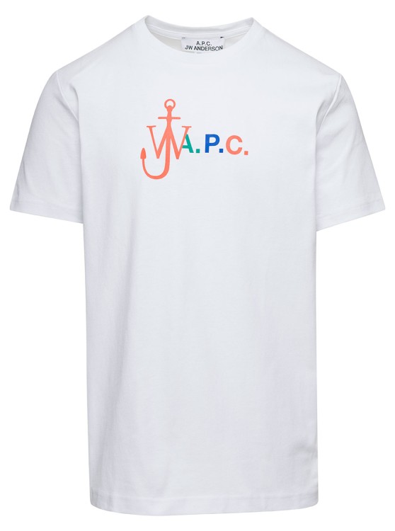 Shop Apc Anchor' White Crewneck T-shirt With Print In Cotton Blend