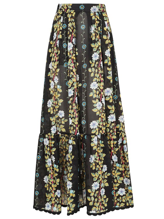 Etro Floral-print Cotton Maxi Skirt In Black