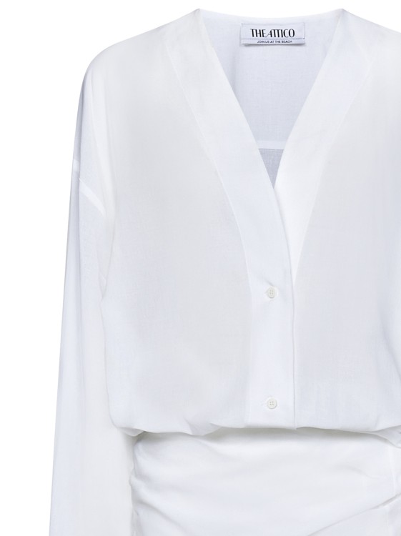 Shop Attico White Muslin Shirt Mini Dress