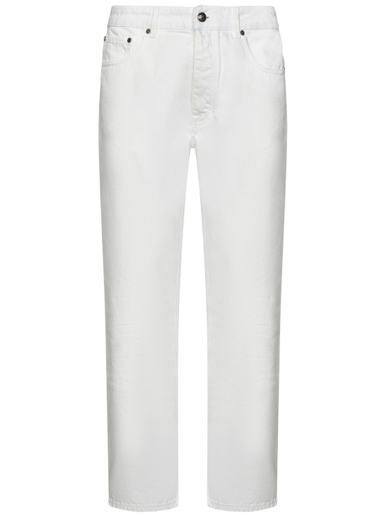 Palm Angels White Cotton Denim Straight-leg Jeans