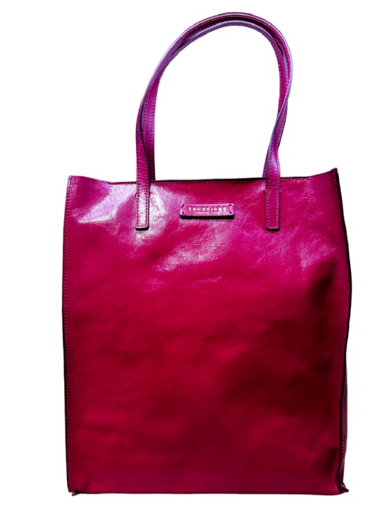 The Bridge Red Leather Shopping Bag In Pink