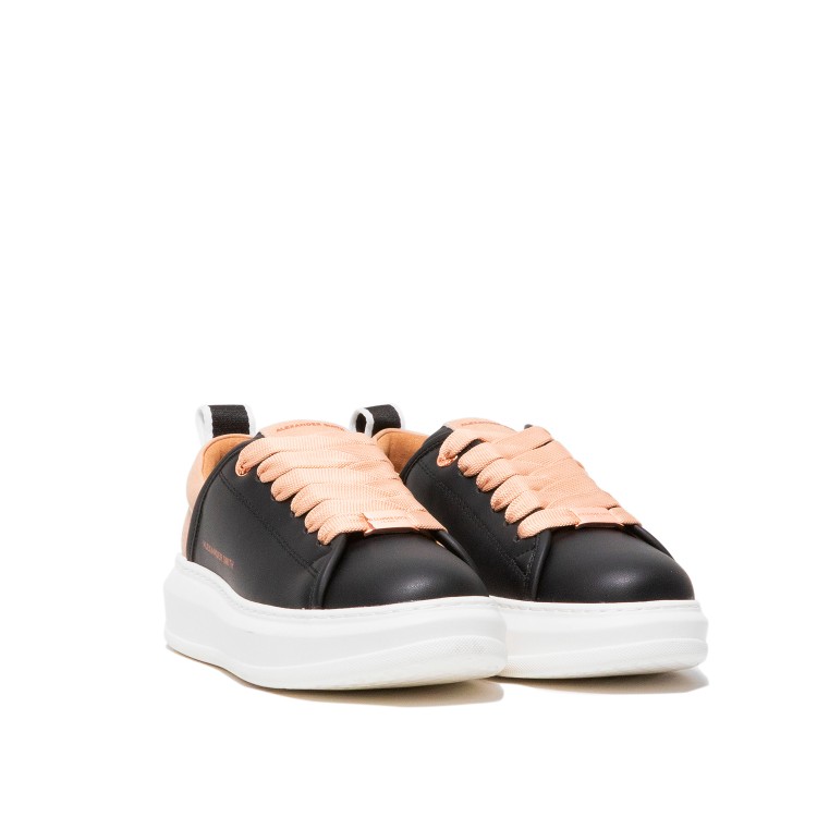 Shop Alexander Smith Black And Pink Faux Leather Sneakers