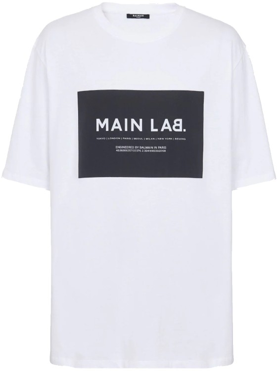 Shop Balmain White Crew Neck Print T-shirt