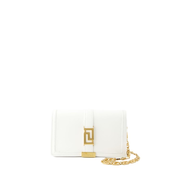 Shop Versace Greca Goddess Wallet On Chain - Leather - White