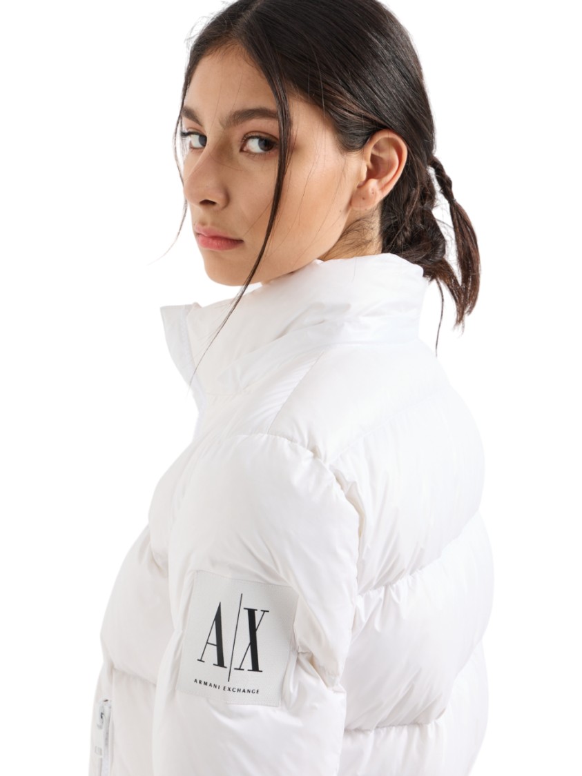 Armani Exchange White Down Jacket In White