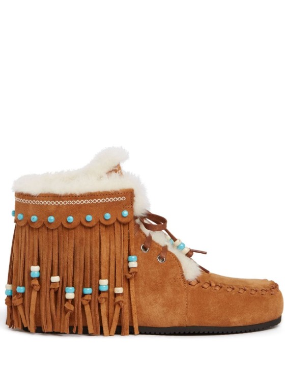 Shop Alanui The Journey Fringed Suede Boots In Brown