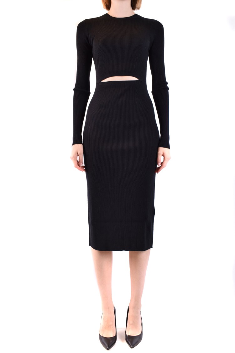 Diesel Cut Out-detail Ribbed Midi Dress In Black