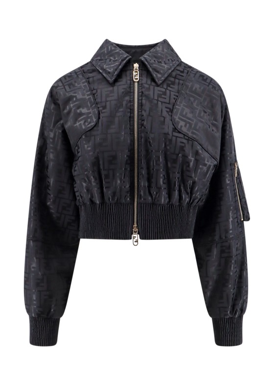 Shop Fendi Cotton Blend Jacket With All-over Ff Logo In Black