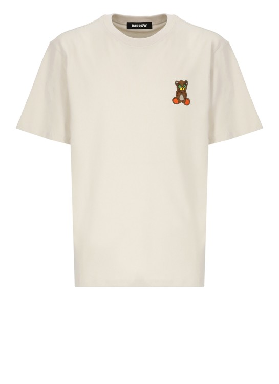 Barrow Bear Printed Cotton T-shirt In Neutrals